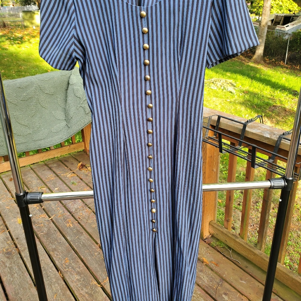 80's vintage striped button-down dress